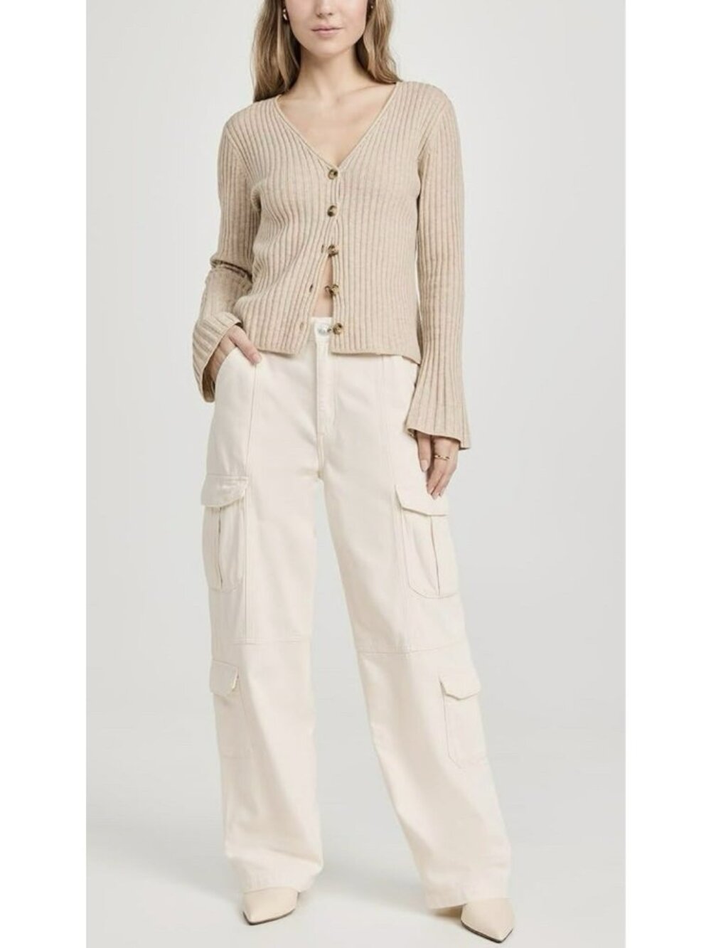 Rag & Bone Featherweight Cailyn Pants Womens Ecru Cream Denim Cargo Utility 27 - Picture 6 of 16